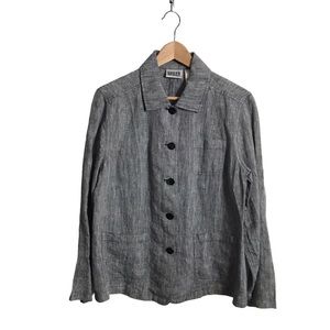 Chico’s Design Medium/US 8 100% Linen GrayJacket Top‎ Pockets